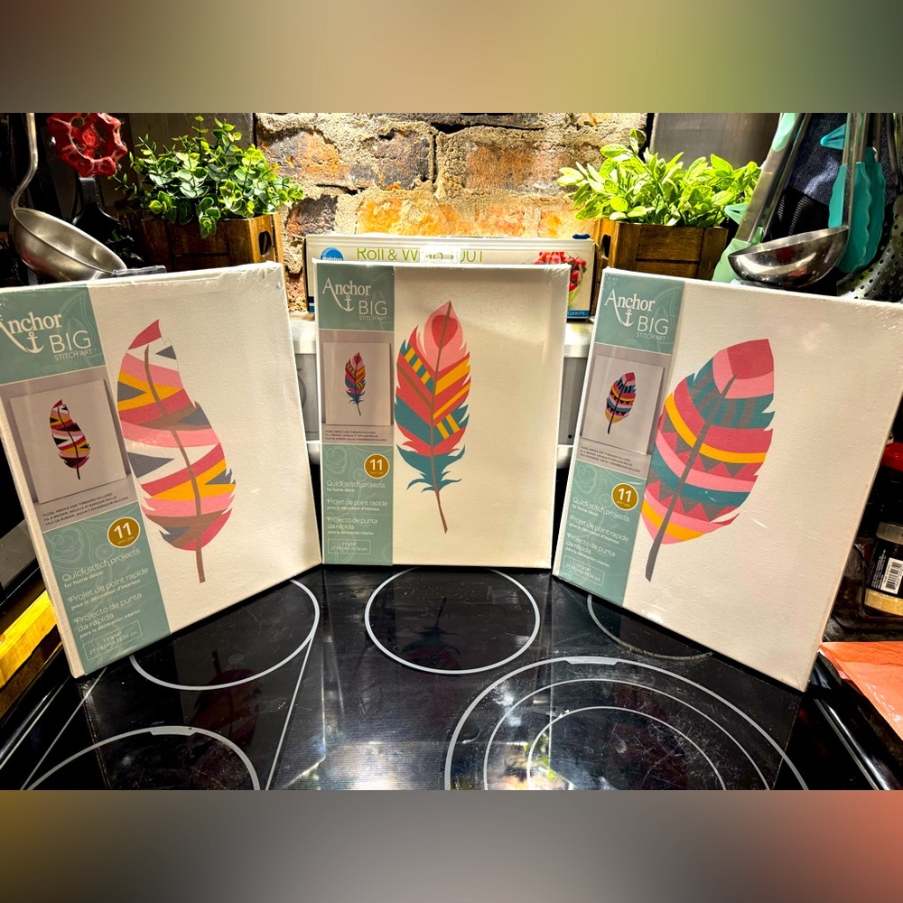 Colorful Feather Canvas Art Set • Includes All 3